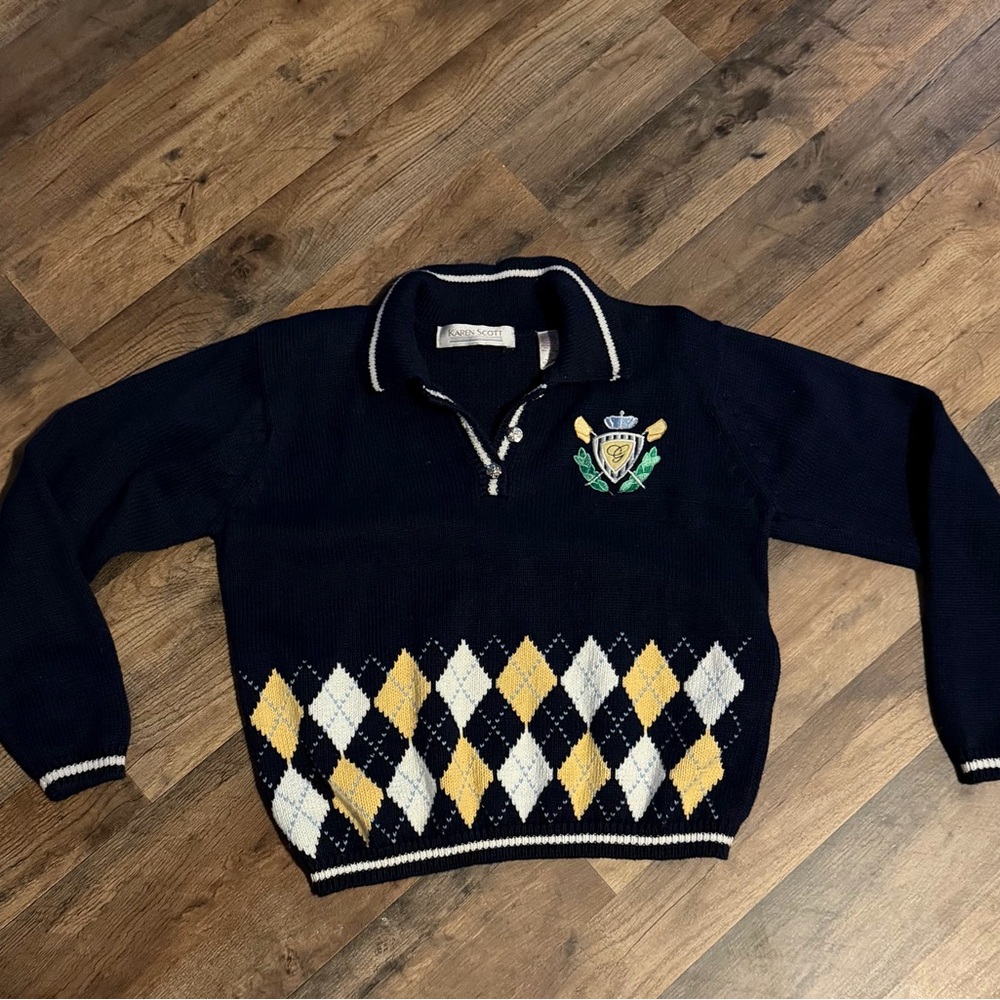 Vintage Navy Argyle Sweater